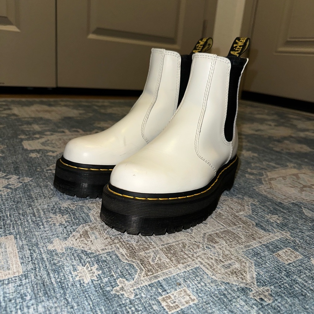 Dr. Martens White Platform Chelsea Boots